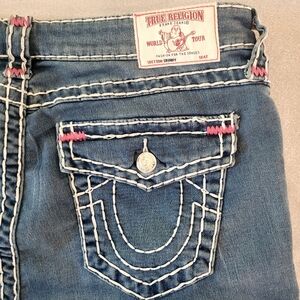 VTG Y2K True Religion - Joey Super T Retro Jeans Boot Cut FADED White Stitch